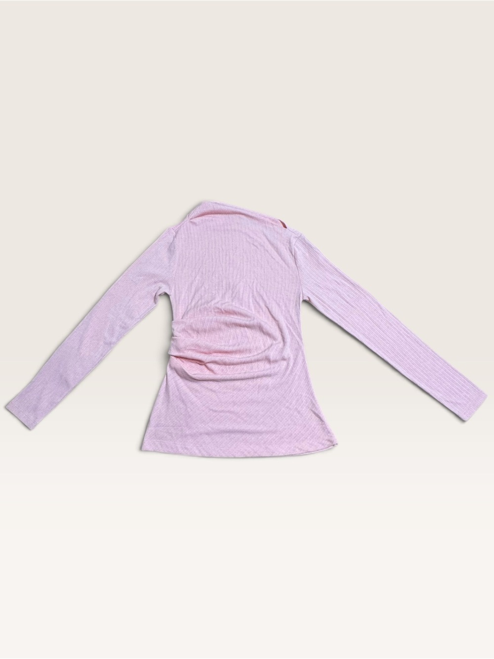 LOFT Light Pink Ribbed Ruched Side-Tie Long Sleeve Top NWT M